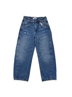 Zara 11-12 Girls Barrel Jeans Denim Medium Casual School